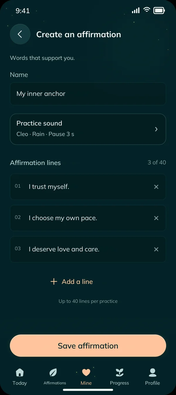 Your own affirmations